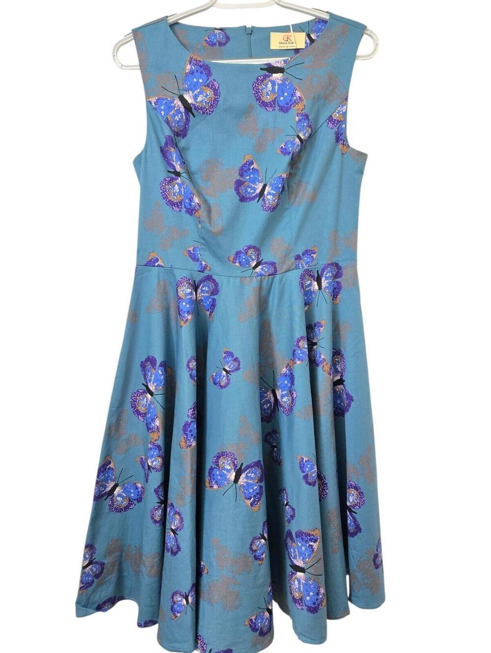 50's Style Rockabilly Swing Fit And Flare Butterfly Grace Karin Size M